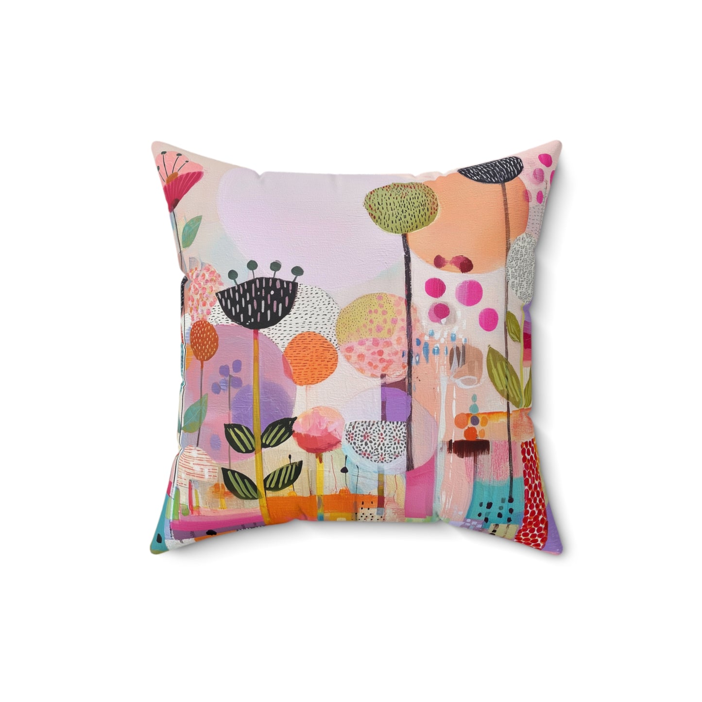 Playful Garden Carnival - Faux Suede Square Pillow