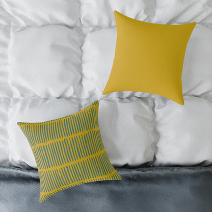 Loom Lines - Moss - Square Poly Canvas Pillow