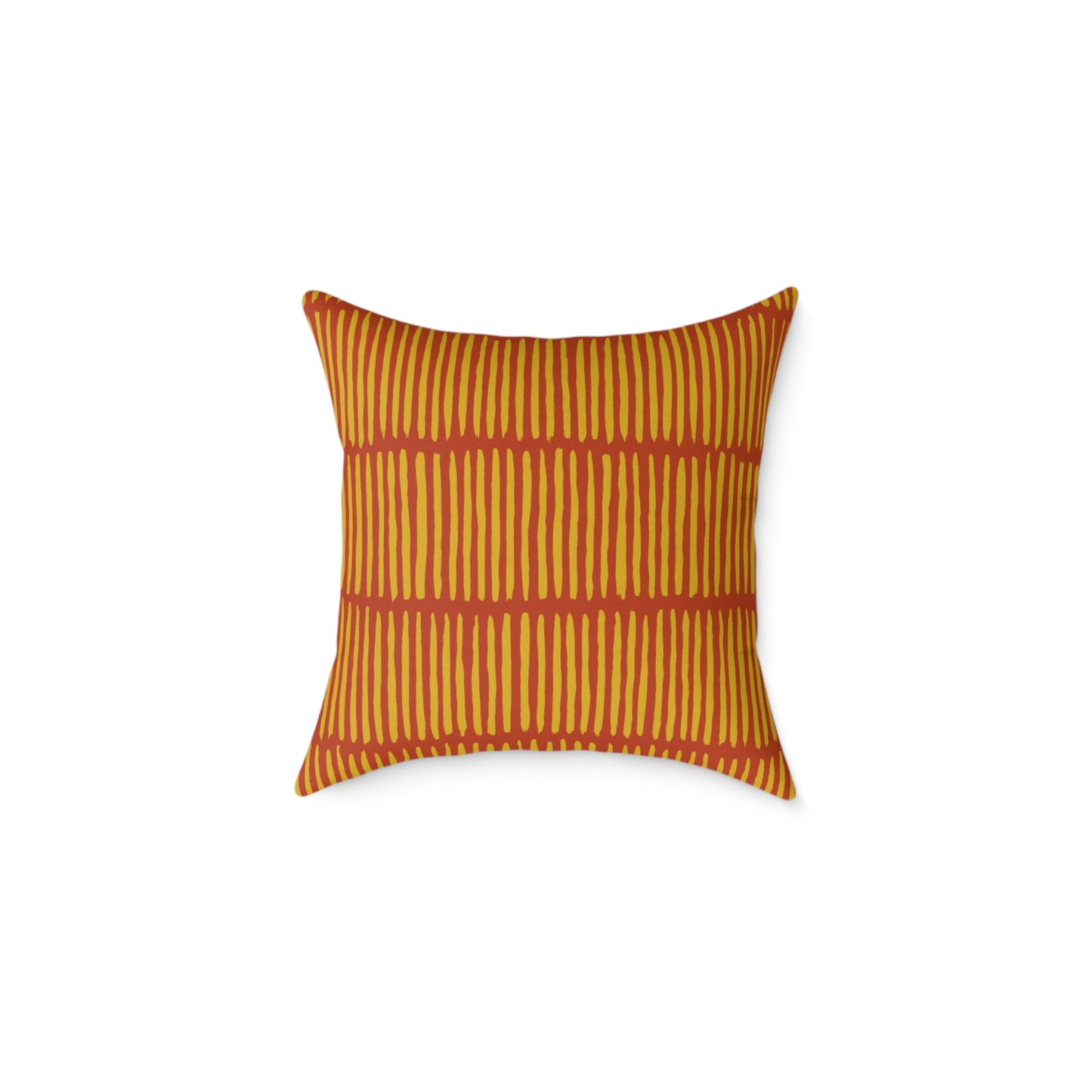 Loom Lines - Terracotta - Square Poly Canvas Pillow