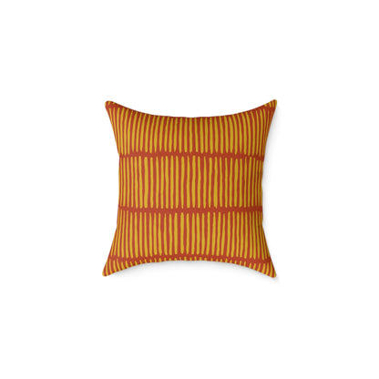 Loom Lines - Terracotta - Square Poly Canvas Pillow