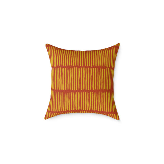 Loom Lines - Terracotta - Square Poly Canvas Pillow