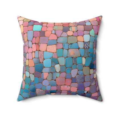 Dusky Jewel Mosaic - Spun Polyester Square Pillow