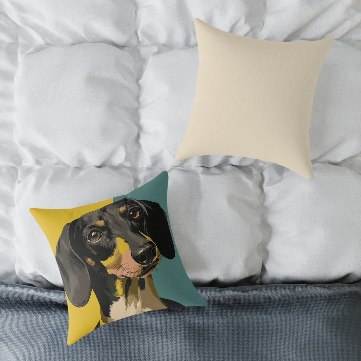 Dachshund Delight - Square Poly Canvas Pillow