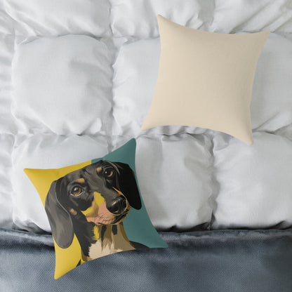 Dachshund Delight - Square Poly Canvas Pillow