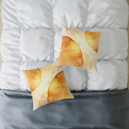 Warm Leaf Ember - Square Poly Canvas Pillow