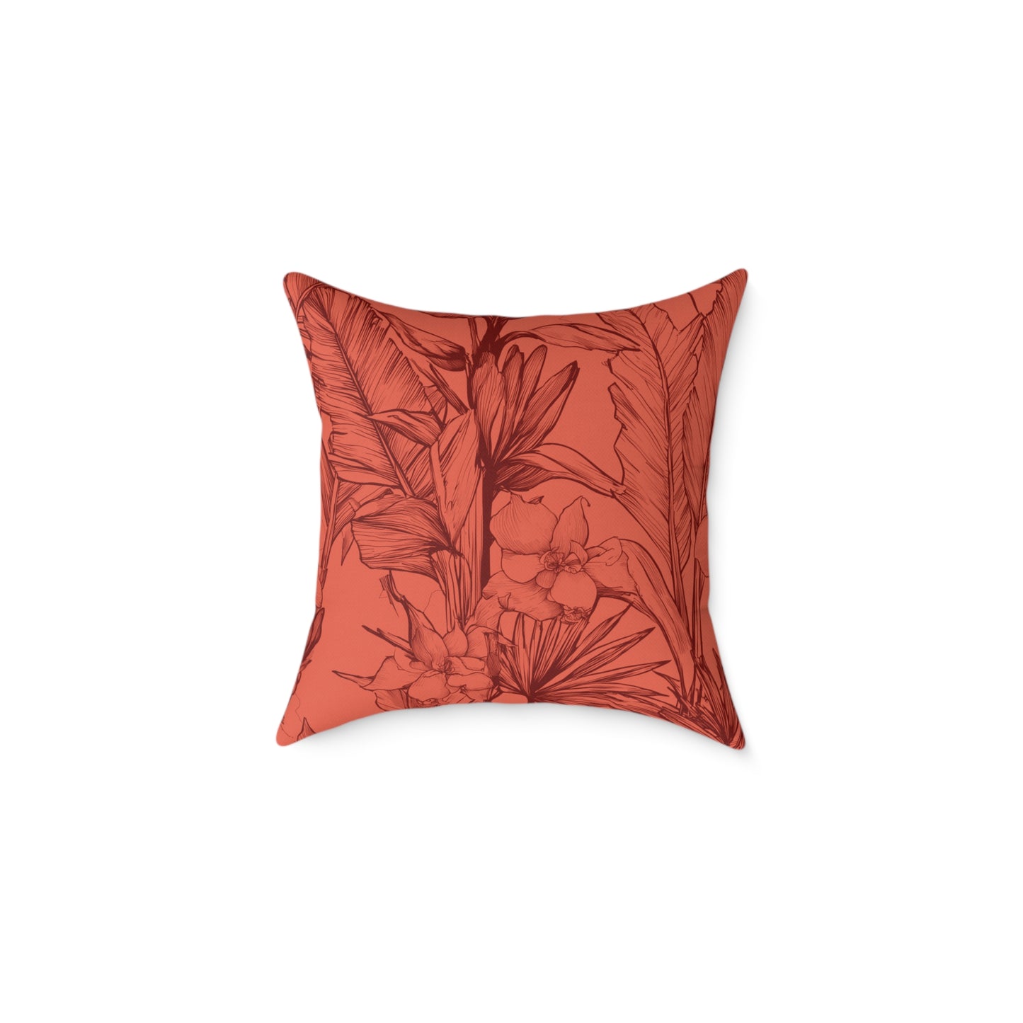 Terracotta Jungle Sketch - Square Poly Canvas Pillow