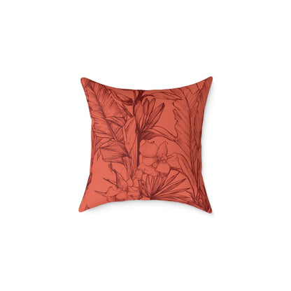 Terracotta Jungle Sketch - Square Poly Canvas Pillow