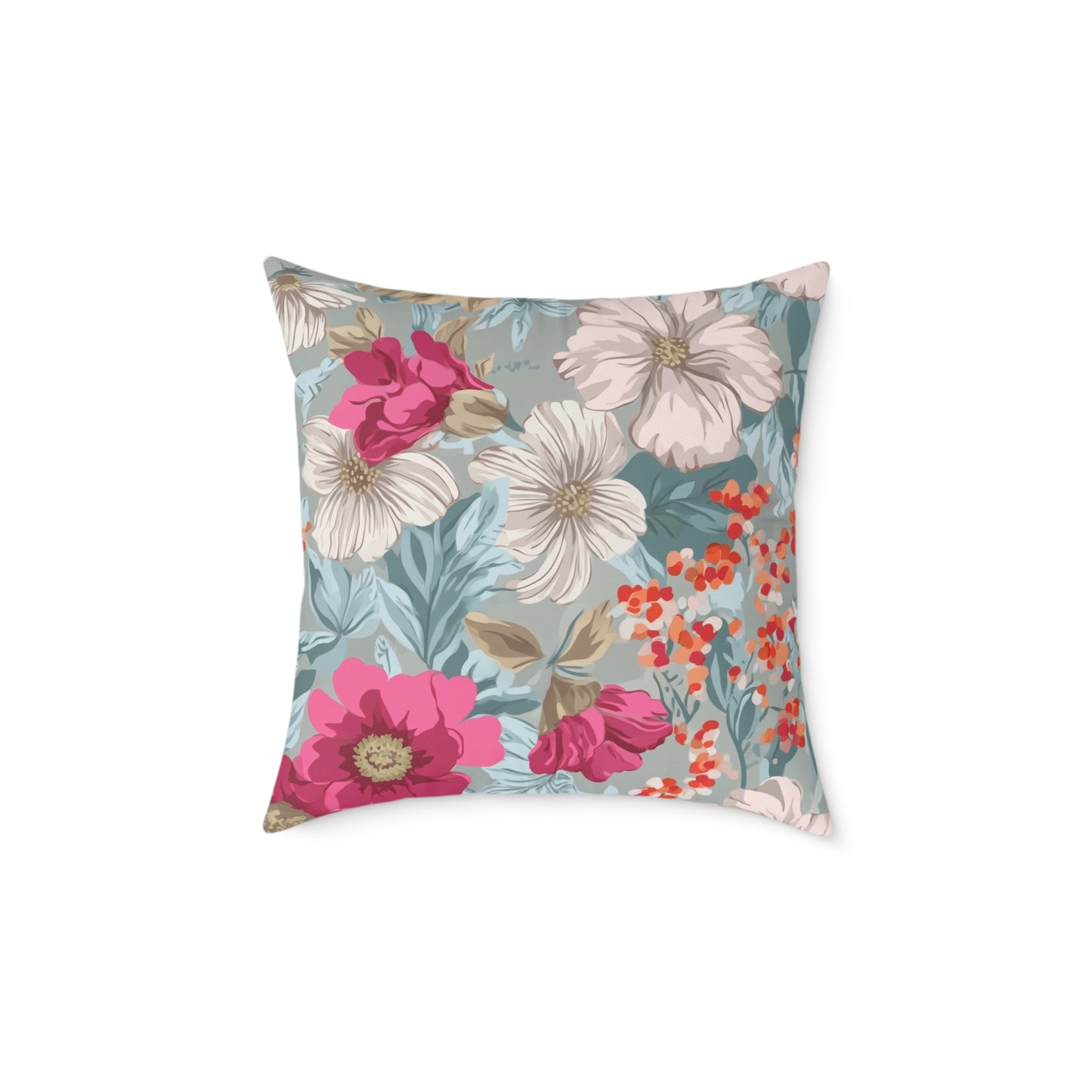 Pastel Meadow Symphony - Square Poly Canvas Pillow