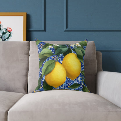 Lemon Orchard Tile Frame - Square Poly Canvas Pillow