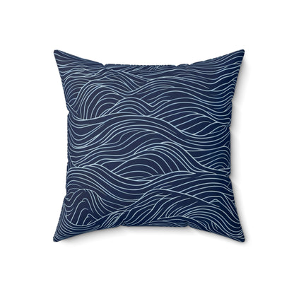 Deep Tide Lines - Spun Polyester Square Pillow