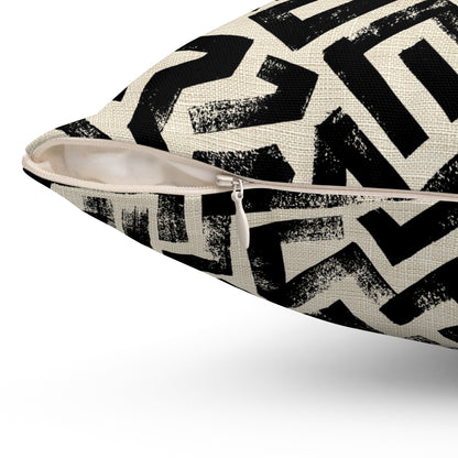 Pebble Maze Black - Spun Polyester Square Pillow
