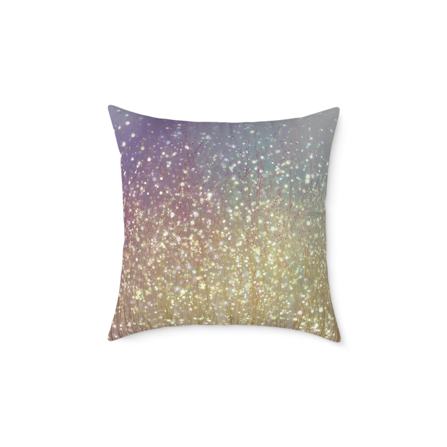 Golden Grassland Mist - Square Poly Canvas Pillow