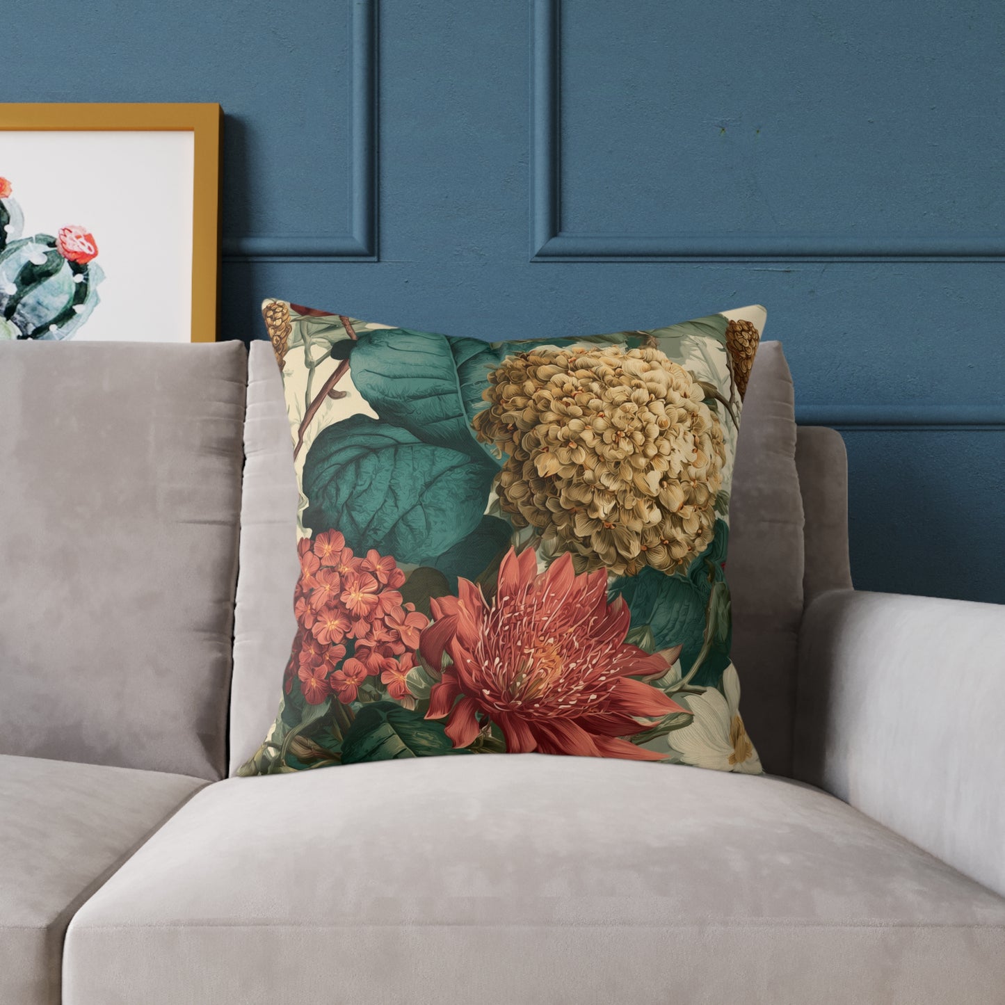Autumn Harvest Chrysanthemum - Square Poly Canvas Pillow