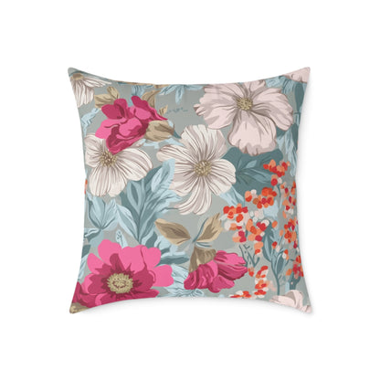 Pastel Meadow Symphony - Square Poly Canvas Pillow