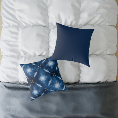 Midnight Aegean Shibori - Square Poly Canvas Pillow