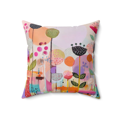 Playful Garden Carnival - Faux Suede Square Pillow
