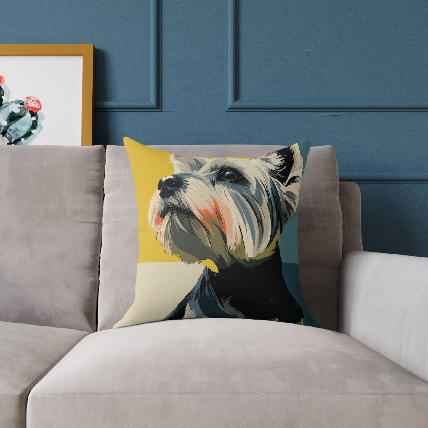 Yorkie - Square Poly Canvas Pillow