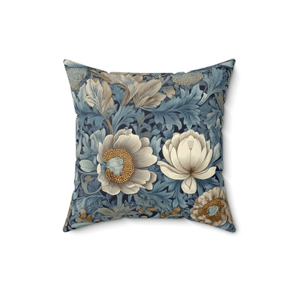 Teal Heritage Floral - Spun Polyester Square Pillow