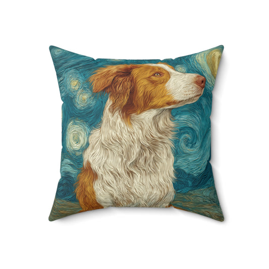 Red Collie Moonrise - Spun Polyester Square Pillow