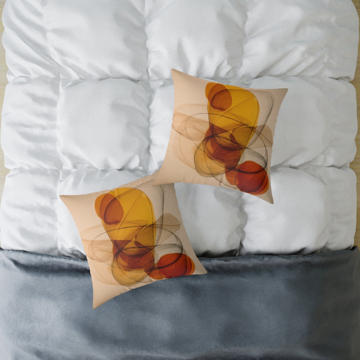 Amber Motion Orbit - Square Poly Canvas Pillow