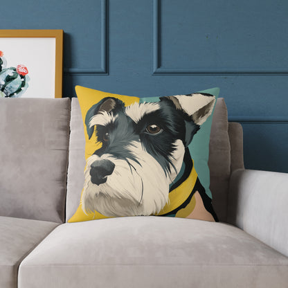 Schnauzer Style - Square Poly Canvas Pillow