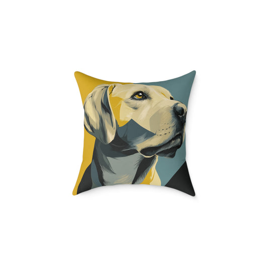 Golden Labrador - Square Poly Canvas Pillow