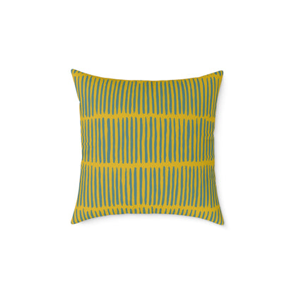 Loom Lines - Moss - Square Poly Canvas Pillow