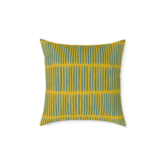 Loom Lines - Moss - Square Poly Canvas Pillow
