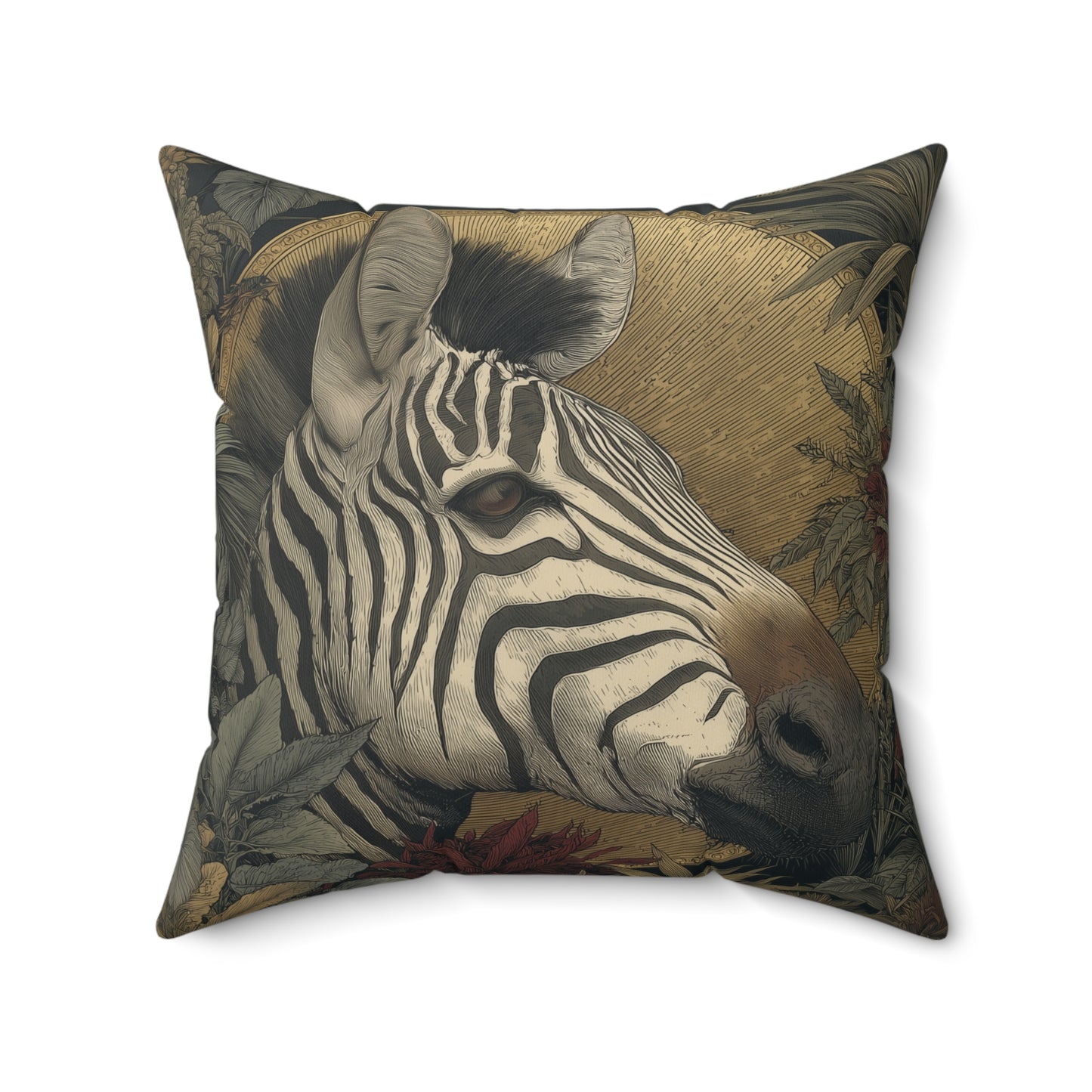 Golden Dawn Zebra - Faux Suede Square Pillow