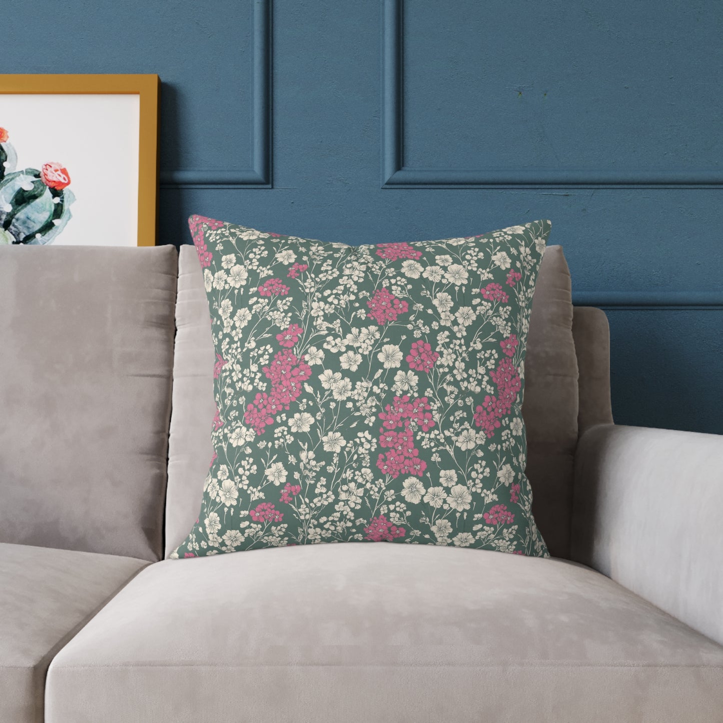 Wild Pink Meadow - Square Poly Canvas Pillow