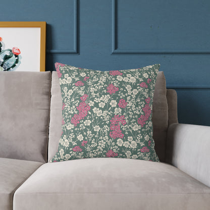 Wild Pink Meadow - Square Poly Canvas Pillow
