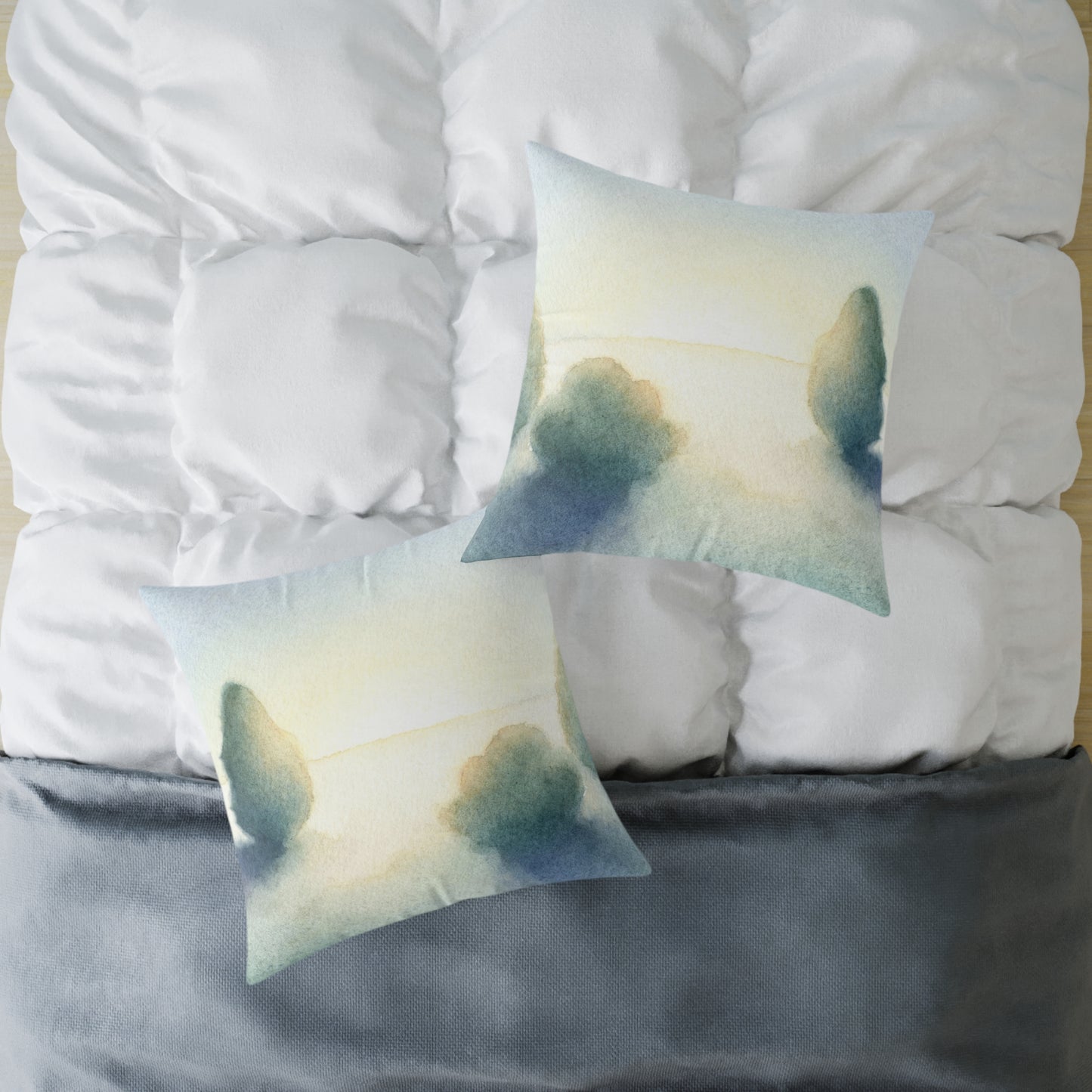 Pastel Tree Mist - Square Poly Canvas Pillow