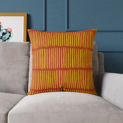 Loom Lines - Terracotta - Square Poly Canvas Pillow