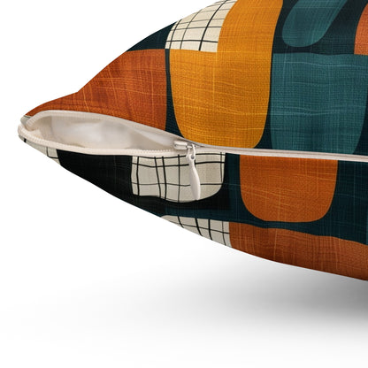 Retro Blockscape - Spun Polyester Square Pillow