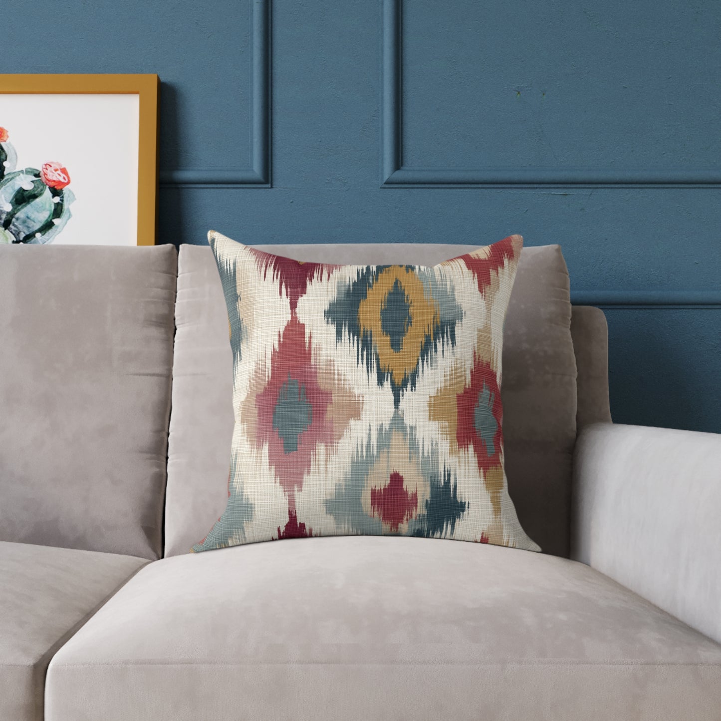 Woven Ember Diamonds - Square Poly Canvas Pillow