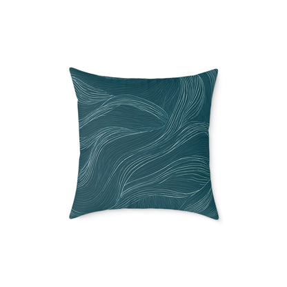 Ocean Current Lines - Square Poly Canvas Pillow