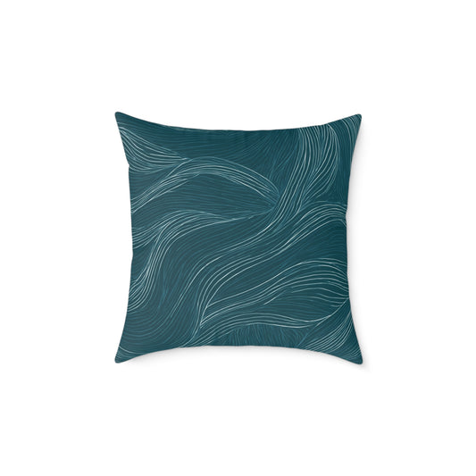 Ocean Current Lines - Square Poly Canvas Pillow
