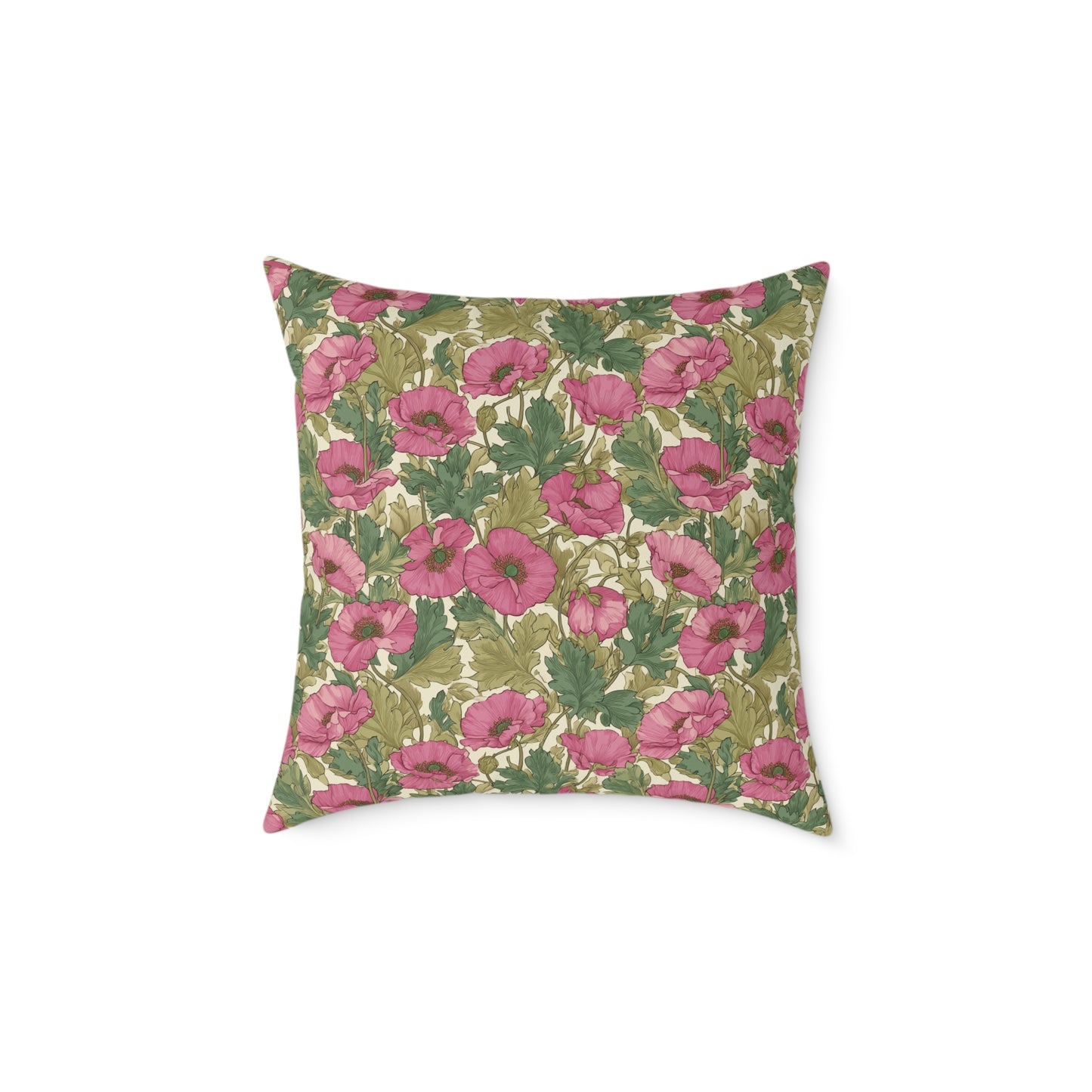 Roseleaf Garden Romance - Square Poly Canvas Pillow