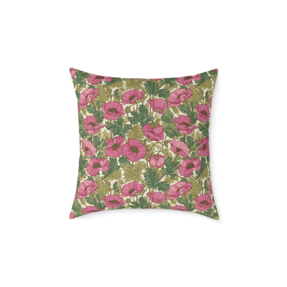 Roseleaf Garden Romance - Square Poly Canvas Pillow