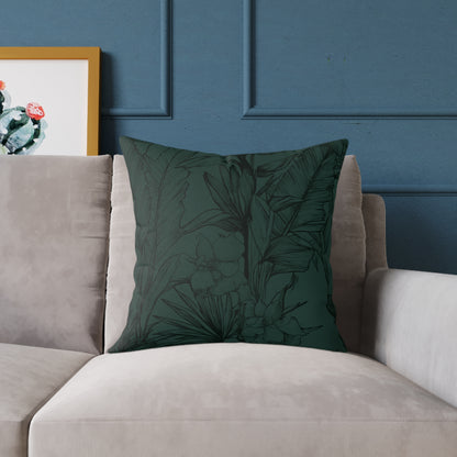 Emerald Night Garden - Square Poly Canvas Pillow