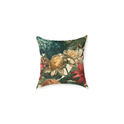 Heritage Garden Bloom - Square Poly Canvas Pillow