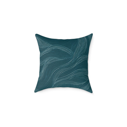 Ocean Current Lines - Square Poly Canvas Pillow