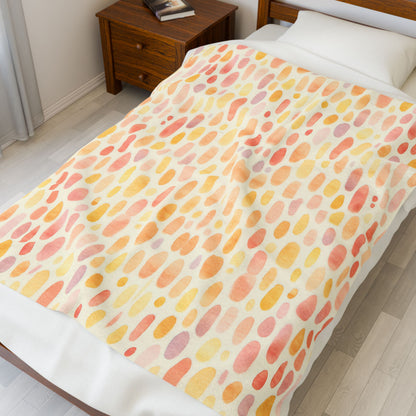 Pastel Bloom Droplets - Velveteen Plush Blanket