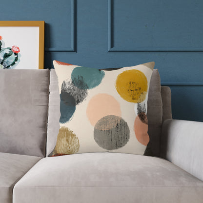 Retro Brushed Spots - Square Poly Canvas Pillow