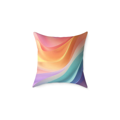 Aurora Ribbon Flow - Square Poly Canvas Pillow