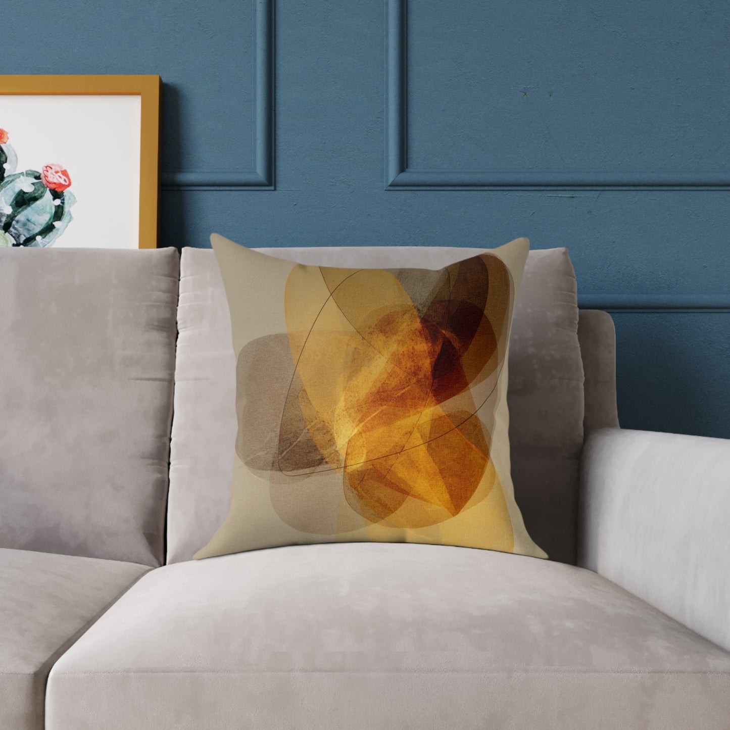 Amber Float Shapes - Square Poly Canvas Pillow