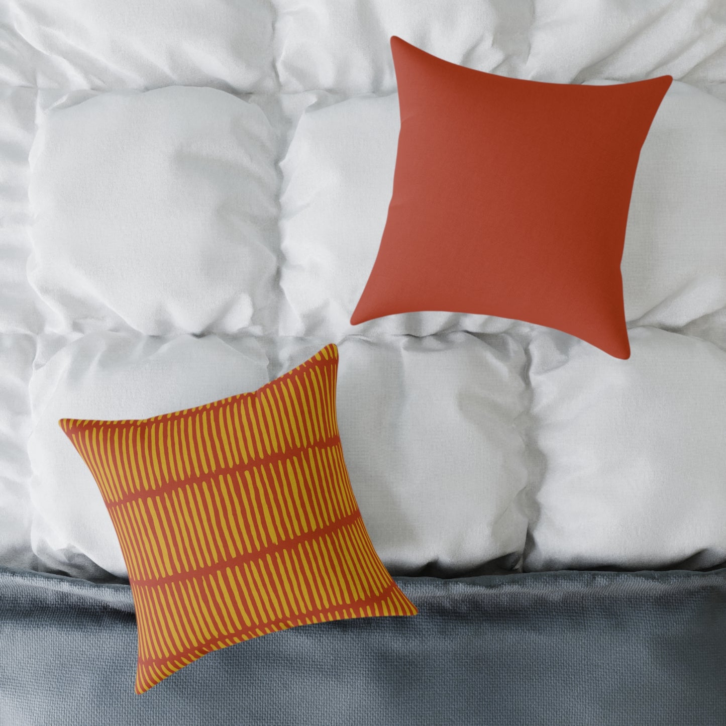 Loom Lines - Terracotta - Square Poly Canvas Pillow