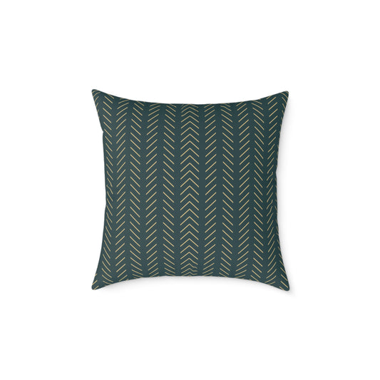Teal Line Repeat - Square Poly Canvas Pillow