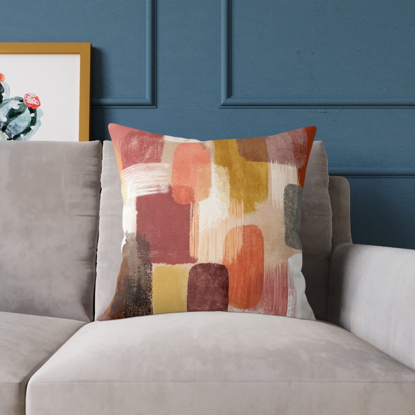 Clay Stone Abstract - Square Poly Canvas Pillow