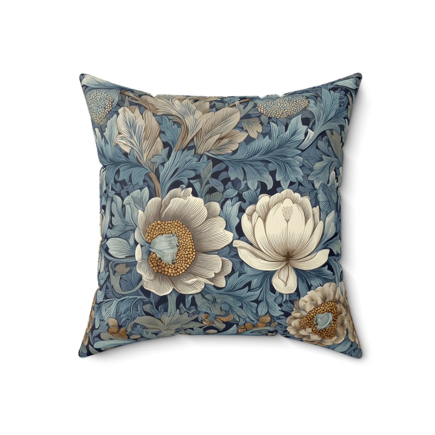 Teal Heritage Floral - Spun Polyester Square Pillow